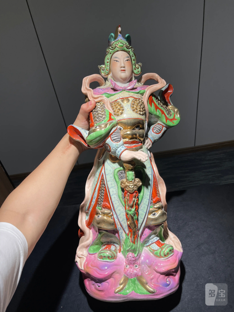 建国后 粉彩韦陀瓷塑 - 图2